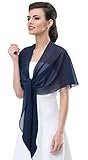 The Stunning Bride Chiffon Bridal or Evening Circular Stole Shawl Wrap - Special Circular Shape Prevents Sliding Off - Perfect for Wedding Dress or Evening Prom Dress Ball Gown - NAVY BLUE