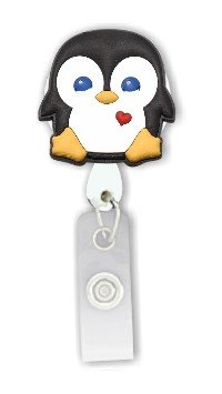 Penguin 3D Rubber Retractable Badge Holder