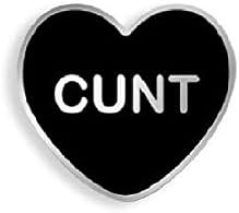 Cunt Candy Heart Hard Enamel Polished Silver Plated Lapel Pin by Yesterdays Co