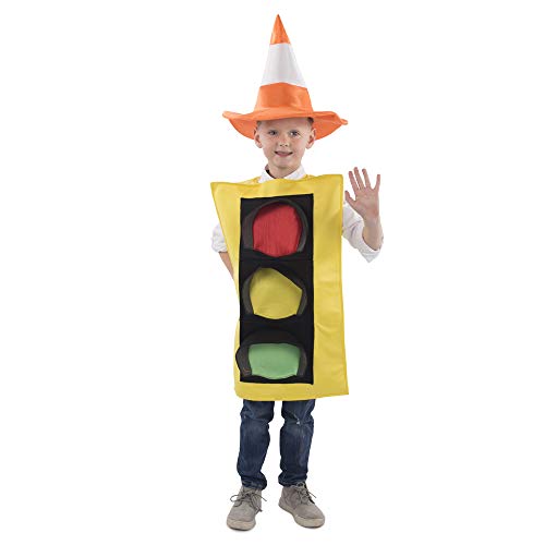 Dress Up America Traffic Light Costume and Safety Cone Hat - for Kids Medium (8-10)/Large(12-14)