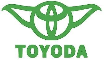 Yoda Toyota Toyoda - Vinyl Decal Sticker - 7" x 4" BLACK