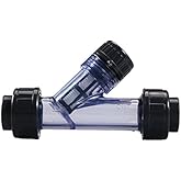 1'' Y-Strainer, Clear UPVC Sediment True Union Y-Strainer Stainless Steel 40 Mesh and PVC 20 Mesh, NPT Female [NPT 1 Inch]