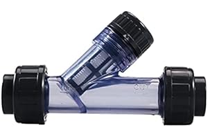INANNING 1-1/2'' Y-Strainer, Clear UPVC Sediment Y-Strainer, True Union Y-Strainer Stainless Steel 40 Mesh and PVC 20 Mesh, NPT Female [NPT 1-1/2 Inch]