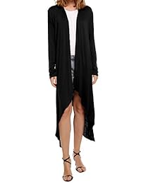Maxi chaqueta Meaneor, en cascada asimétrica, de manga larga, para mujer, de paño, abierto y largo.