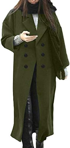 Rosiest Womens Winter Lapel Wool Coat Button Trench Jacket Loose Plus Overcoat Outwear