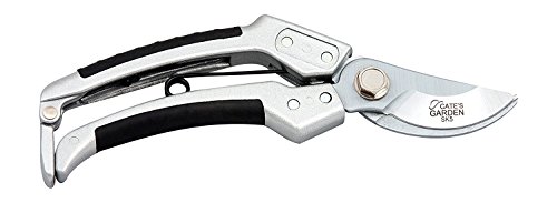 Cate's Garden Bypass Pruning Shears 8” Premium Hand Pruner - Heavy Duty SK5 High Carbon Blades – Ergonomic Angled Design for Pain-Free Cutting