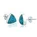 Chuvora 925 Sterling Silver Tiny Blue Turquoise Gemstone Triangle 9 mm Post Stud Earrings for Women