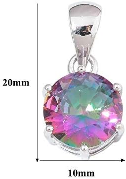 XMDNYE Rainbow Mystic Stone Dangle Charms Silver Plated Round Ball Pendants Minimalism Simple Jewelry Best Gifts Girl Woman