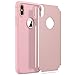 ULAK iPhone X Case for Girls, iPhone Xs Case, Slim Hybrid Protective Soft Rubber & Silicone Hard PC Back Cover Dual Layer Shock Absorption Cover for Apple iPhone X/Xs 5.8 inch, Rose Gold