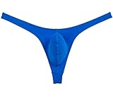Men's Elastic Thong Spandex T-Back Underwear Blue M