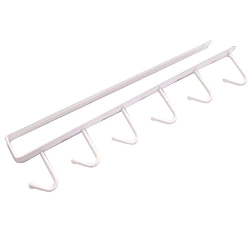 Baomabao 2Pc Kitchen Storage Rack Cupboard Kitchen Wrought Iron Hook 6 Hooks Under-Cabinet Hanger Rack New