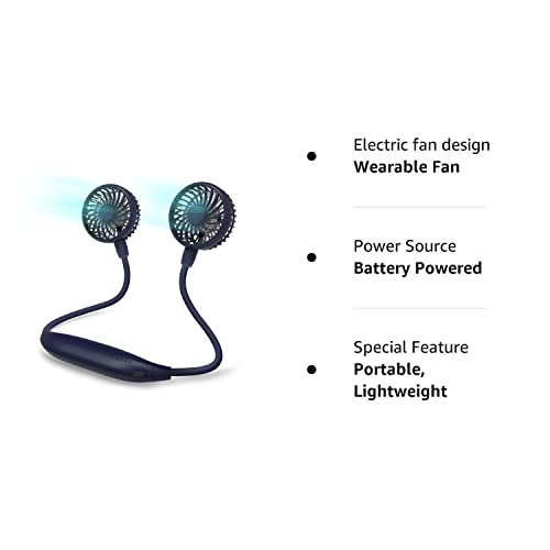 COMLIFE Portable Neck Fan, 2600mAh Battery Operated Ultra Quiet Hands