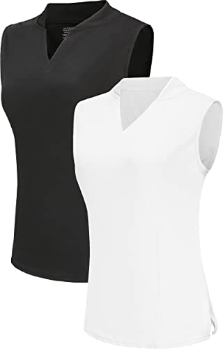 TRENDIMAX WOMENS 2 PACK GOLF SHIRT V NECK QUICK DRY POLO SHIRTS ATHLETIC TENNIS WORKOUT TANK TOPS FOR WOMEN