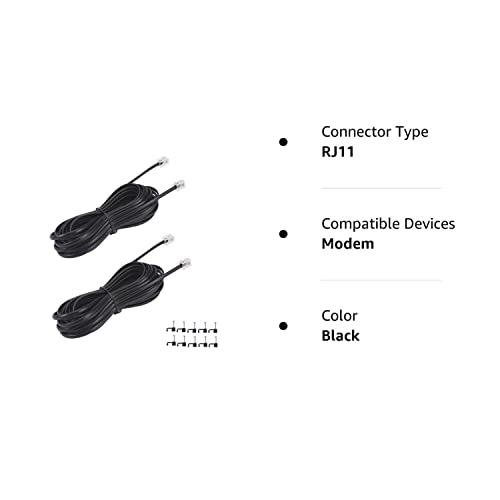 15FT Telephone Extension Cord Cable, Landline Phone Line Wire with RJ11