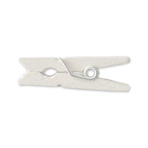 LWR CRAFTS Wooden Mini Clothespins 100 Per Pack 1" 2.5cm (White)