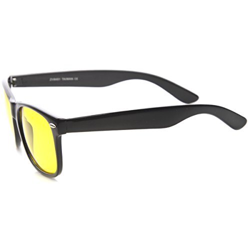 zeroUV - Blue Blocking Driving Horn Rimmed Sunglasses Amber Tinted Lens 54mm (Black Yellow)