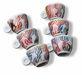 illy collection Cappuccinotassen 1997 Sandro Chia (Il Ballo del Caffè) - 6er Set komplett