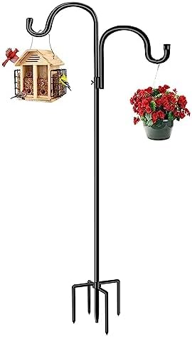 thumbnail interactive-video image 1 of 2-Pack 65-Inch Black Shepherd Hooks – Heavy Duty Plant Hanger & Bird Feeder Pole 1 of 5
