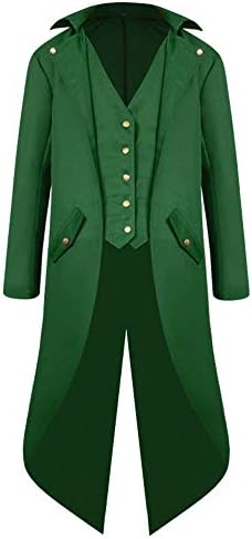 Gamlifing Men's Steampunk Vintage Tailcoat Jacket Gothic Victorian Frock Coat Uniform Cosplay Costume Button Down Boho Long Coats Jackets Sweatshirt Pullerover Men's Gothic Coat Halloween Costume