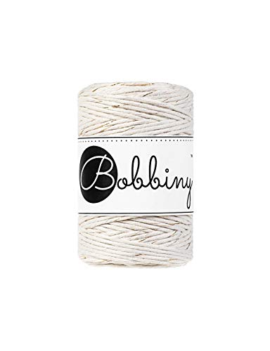 Bobbiny Oeko-Tex Premium Organic Cotton Macramé Yarn, 1.5 mm x 100 m Golden Natural