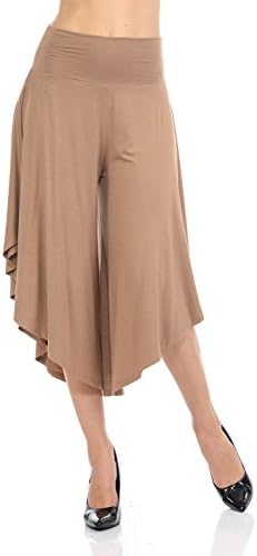 JDJ CO. Women's Layered Wide Leg Flowy Cropped Palazzo Pants, 3/4 Length High Waist Palazzo Wide Legs Capri Pants