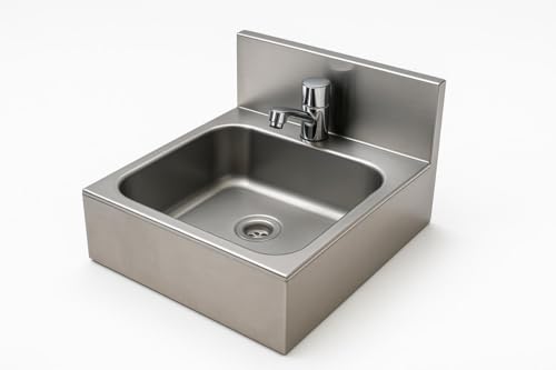 Pia Industrial Suspensa em Aço Inox, Lavatório para Higienização de Mãos, Uso Comercial