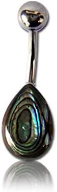 Earth Accessories Surgical Steel Organic Shell Belly Button Ring - with Abalone, Mother of Pearl, and More