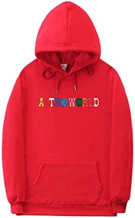 YuanDian Mens Womens Astroworld Wish You were Here Hoodies Autumn Winter Sports Casual Long Sleeve Pullover Top Warm Plus Velvet Lining Hooded Sweatshirts Sweater Jumper Red L