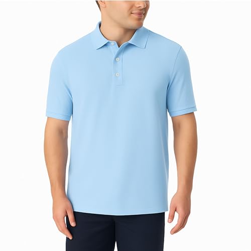 French Toast Unisex Sleeve Pique Polo Shirt , Light Blue, L
