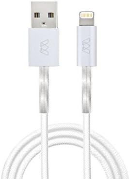MOS Spring Lightning Cable, White, Aluminum Heads with Spring Relief, 1 ft.