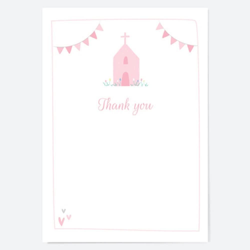 Dotty about Paper Thank You Cards - Pink Church & Bunting - Pack of 10