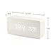 OCT17 Wooden Digital Alarm Clock, Multi-Function Smart Alarm Clock, LED Light Alarm Clock with USB Power Supply, Voice Control, Thermometer - White