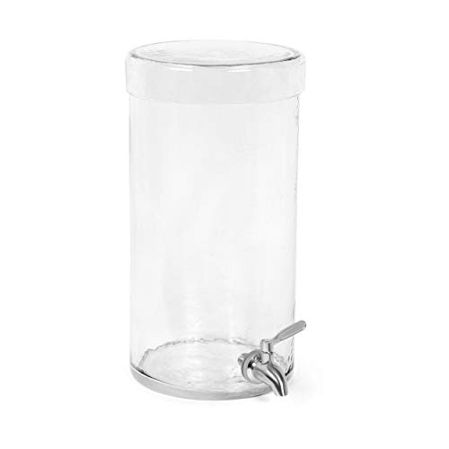 BIRDROCK HOME 1.5 Gallon Beverage Dispenser with Lid Hammered Glass