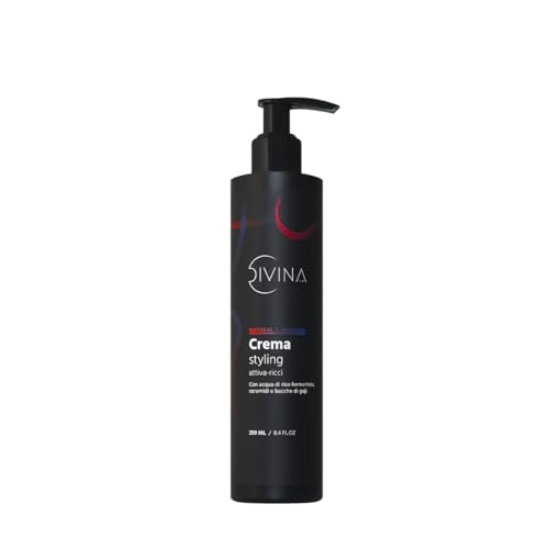 DIVINA BLK Natural&Amazing Styling Cream for Wavy Curly, Super Curly, Ultra Defined and Stretchy Hair with Rice Water, Ceramides and Goji Berries (250ml)