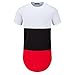 OLRIK Men's Hipster Hip Hop Plus Longe Short Sleeve Hit Colour Side Zipper T Shirt