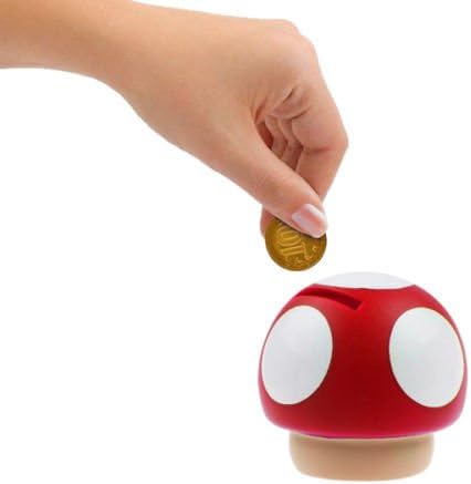 Red Cute Mini Super Mario Mushroom Shape 9cm Coin Piggy Bank Money Bank Saver