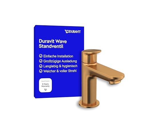 Duravit Wave Standventil (Auslauf Höhe 77 mm), Kaltwasser Waschtischmischer, Kaltwasserhahn Bad, Kaltwasserarmatur, Bronze Gebürstet