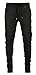 Kayden K Men's Tapered Zipper Ankle Jogger Pants (XL, Jet Black)