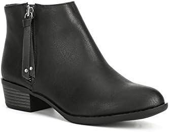 Women Boots Ankle Chunky Low Heel Zipper Chelsea Booties Martin Work Boot
