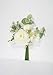 Sweet Home Deco 12'' Spring Silk Ranunculus Flower Bouquet w/Greenery for Wedding/Home Decorations, Floral Design, Rustic Bouquet (White)