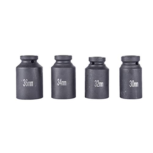 Eoeth Deep Shaft Nut Sleeve,4Pc 1/2'' Dr Deep Spindle Axle Nut Socket Set 12Point Metric 30mm 32mm 34mm 36mm(Shipped by US) 3-5 Days of Arrival