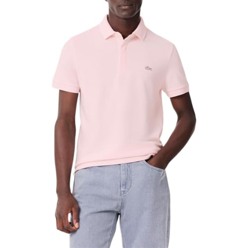 Lacoste Mens Short Sleeve Paris Polo, Flamingo Pink, Medium