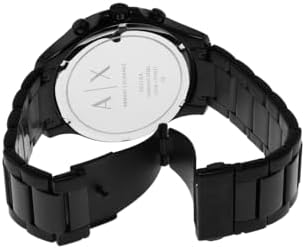 Relojes de hombre, Movimiento de cuarzo cronógrafo y caja de 46 mm con correa de acero inoxidable, Negro azabache