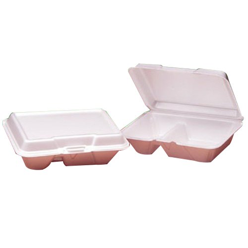 Genpak 20520 Lrg Deep Foam Hinge Lid Deli Cntner, 2Comp Wht 6-1/2x2-7/8x9-1/5 Pack of 100 (Case of 2 Packs)