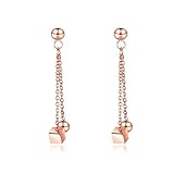 1 Pair 18K Rose Gold Round Beads Ear Studs Womens