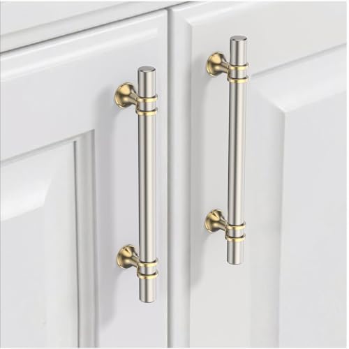9BUILD 10 Pieces 128MM Nickel Gold Cabinet Handles Kitchen Handles Furniture Zinc Alloy EU0044