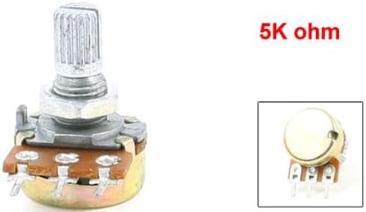 sourcing map 5K ohm 3 Pins 6mm Split Knurled Shaft Rotary Linear Taper Potentiometers - Image 3
