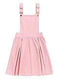 ROMWE Women's Cute A Line Adjustable Straps Pleated Mini Overall Pinafore Dress
