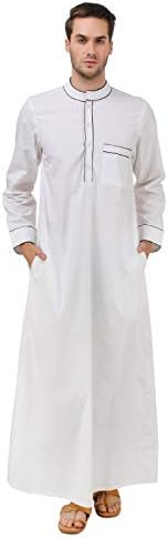 White Cotton Galabiyya, Daffah,Dishdash,Men thobe,Islam Febric GM-036