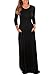 Dearlovers Women Long Sleeve Casual Plain Maxi Dress with Pockets Medium Size Black